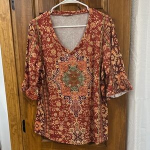 Bohemian Floral V-Neck Top